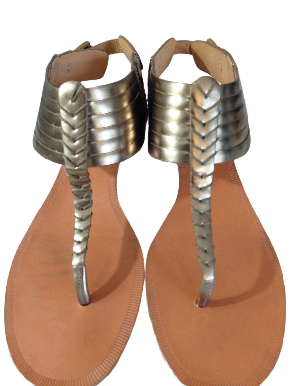 Coach India Metallic Gold T-Strap Sandals Size 7.5 - Picture 3 of 10